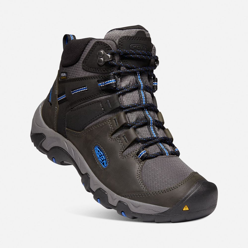 Keen Outdoor Bot Erkek Siyah/Mavi - Steens Deri Waterproof - Türkiye XMQU53974